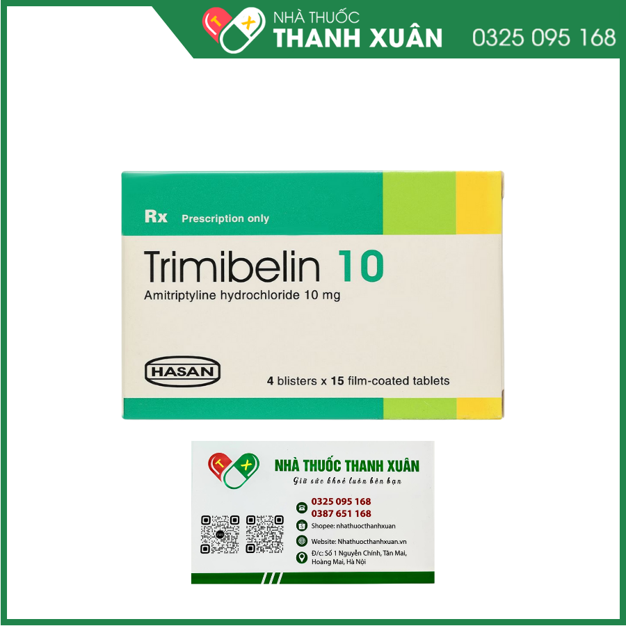 Trimibelin 10 trị bệnh trầm cảm nội sinh, giảm lo âu (4 vỉ x 15 viên)